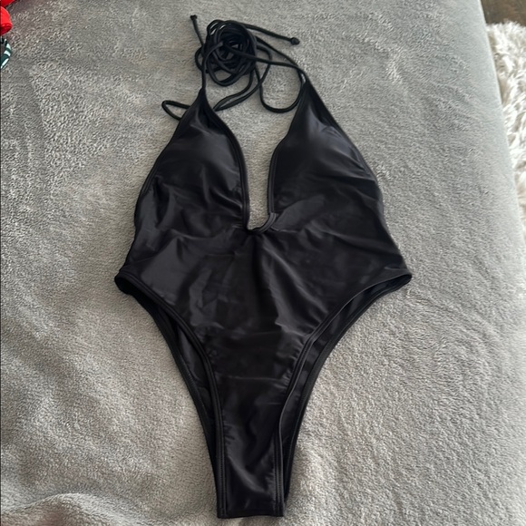 Other - Women’s Black Deep V Low back One-Piece Swimsuit